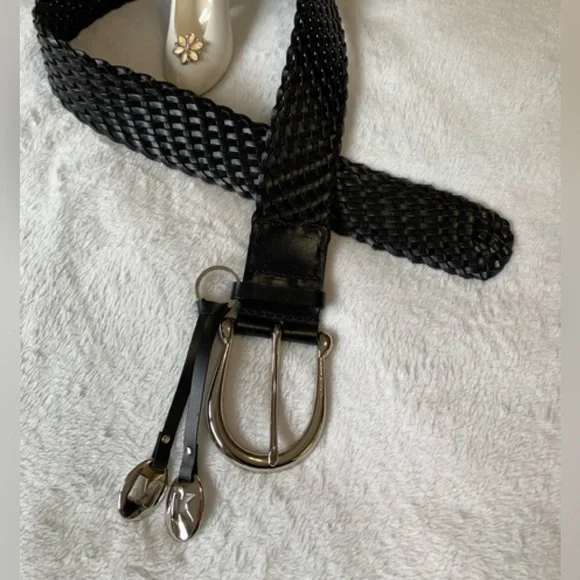 MICHAEL KORS black ladies leather Braided belt size Small LNWOT++ - Picture 2 of 8